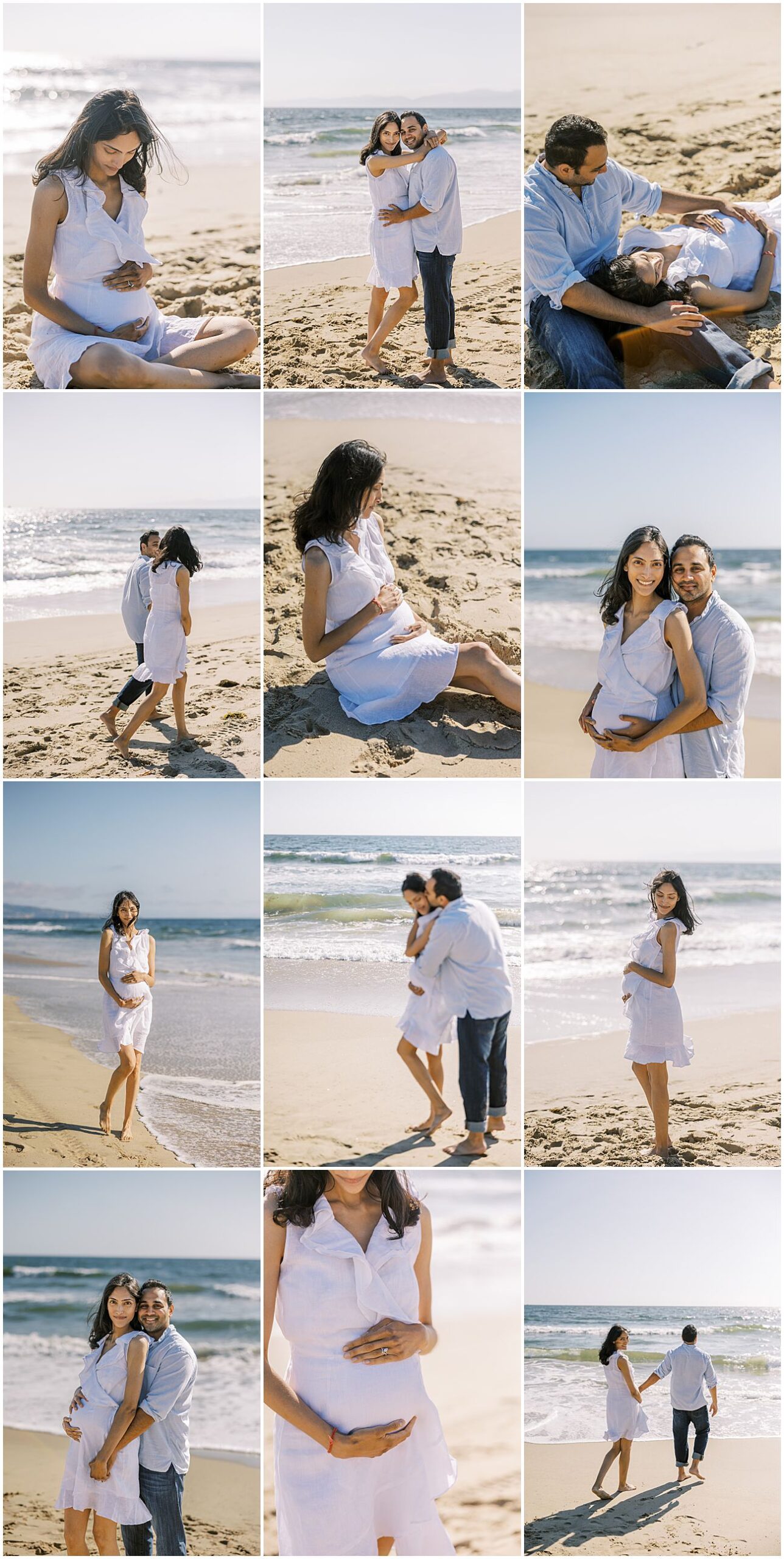 collage of 12 maternity images taken in manhattan beach California